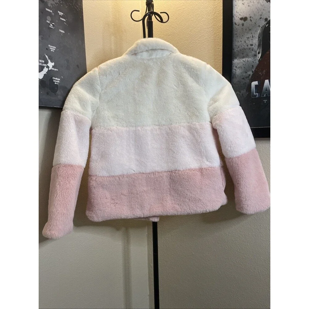 Epic Threads Girls Faux Fur Jacket Colorblock Cozy Winter Coat Kids Soft Plush 6